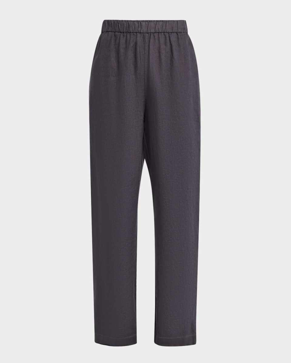 Petite High-Rise Tapered Organic Linen Pants